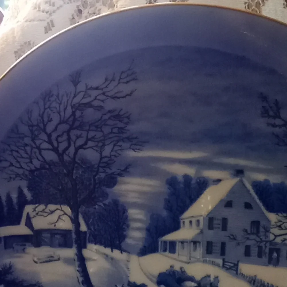 The homestead in winter decorative plate by Currier and Ives